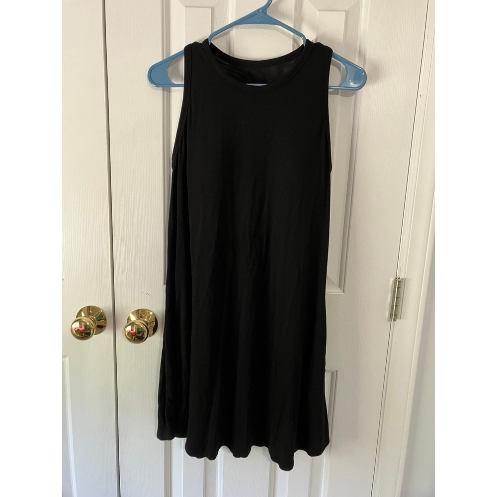 Shebird Fly Free The Tunic Tank Dress Black Pockets Built-in Bra Travel Size 3